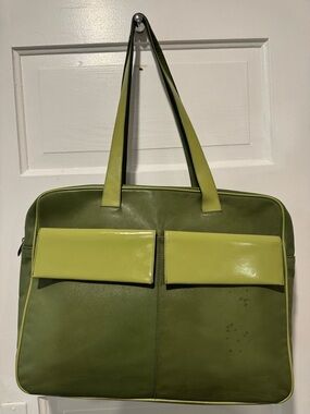 German made Bree Handbag, weekender or laptop briefcase, gorgeous two tone green